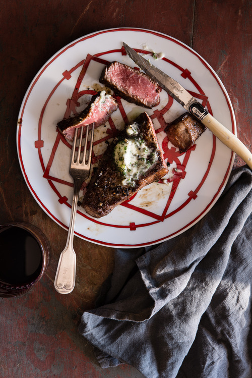 New York steak with herb butter